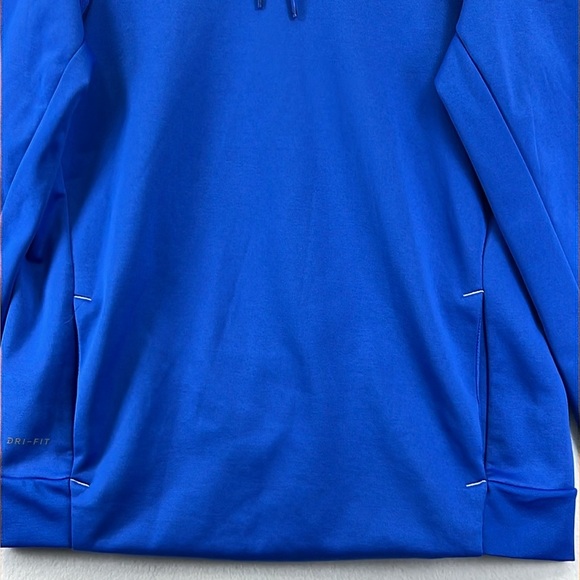 Nike Dri-Fit Men’s Hoodie Sz L Blue Pullover Kangaroo Pocket 100% Polyester EUC - Picture 4 of 11